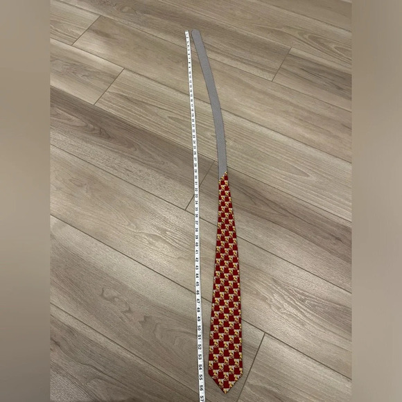 Vintage Gianni Versace Silk Ties Gold Red Striped Made In Italy - Picture 2 of 7